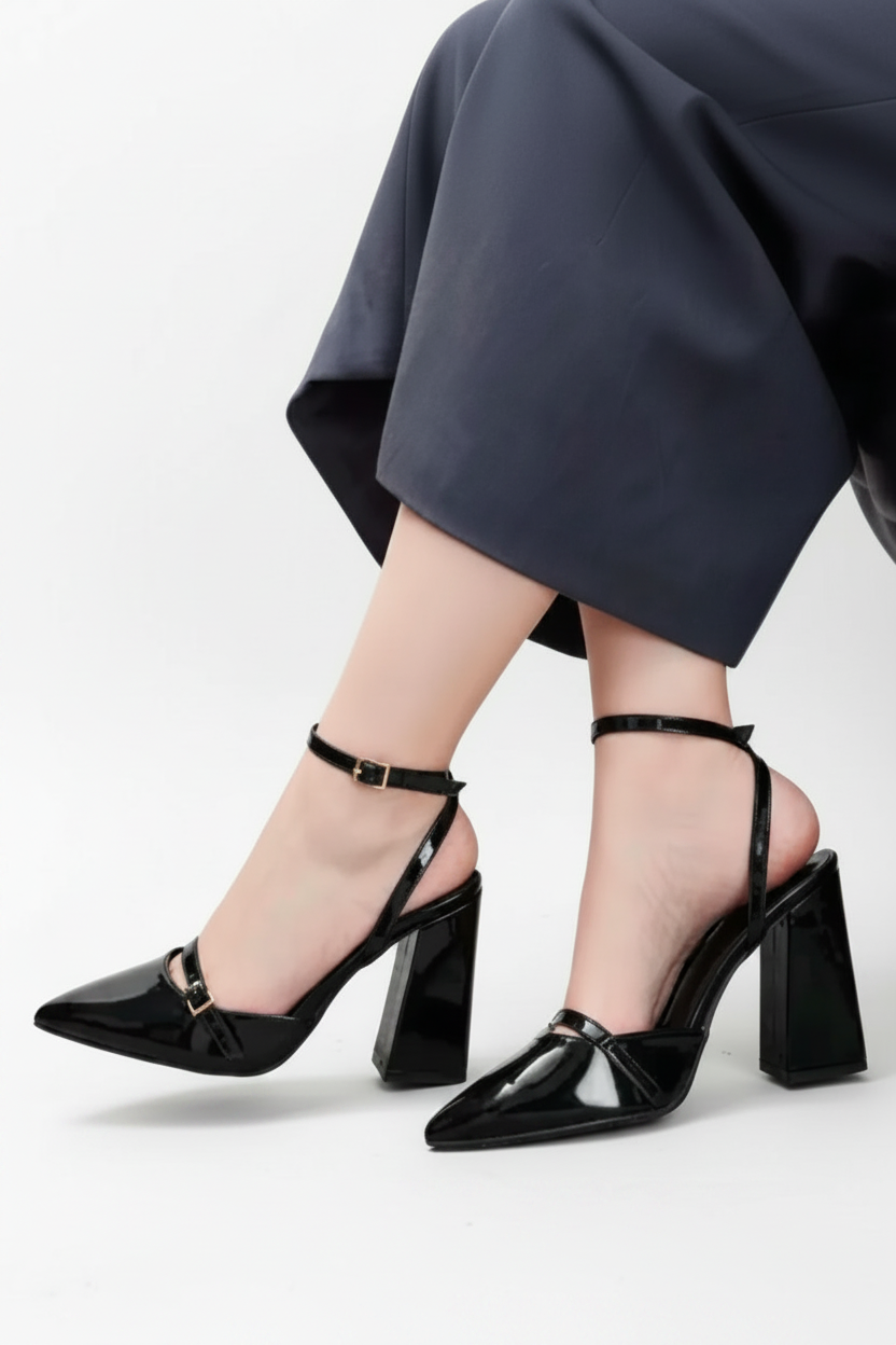 Bellezza Premium Pointed Buckle Block Heels
